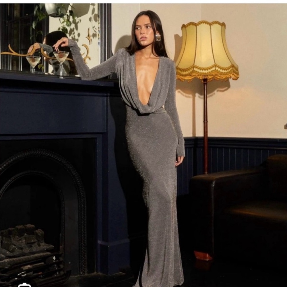 Stunning Backless Silver Dress